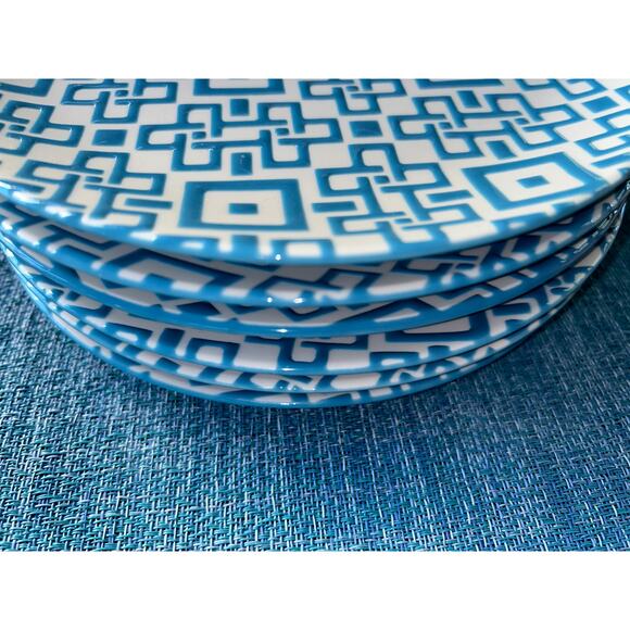 Crate & Barrel turquoise and white Kate Spade lunch/salad plates-6 - Picture 3 of 4